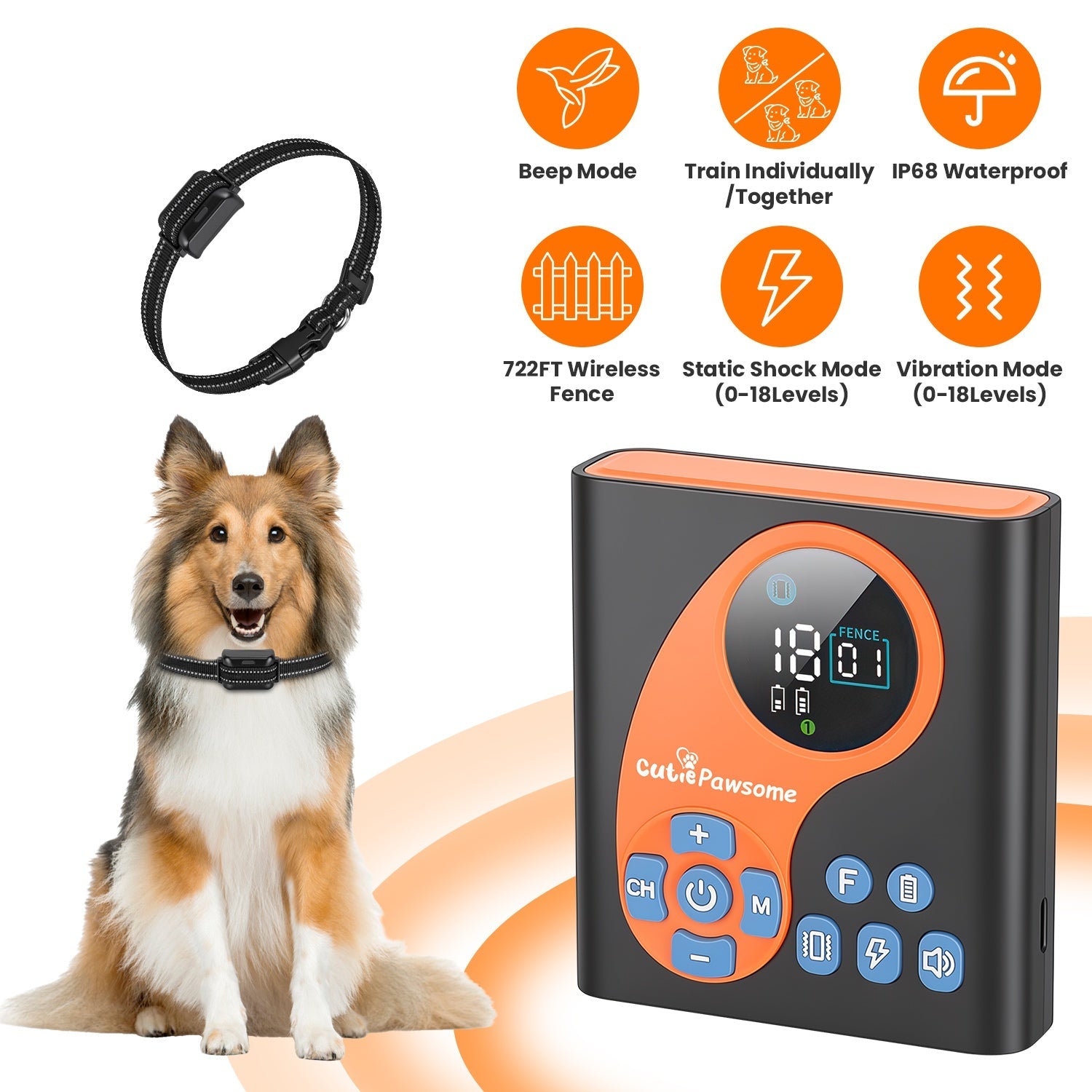 2 In 1 Wireless Pet Fence Training Collar System Adjustable Range Waterproof
