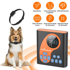 2 In 1 Wireless Pet Fence Training Collar System Adjustable Range Waterproof