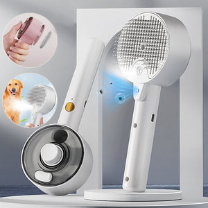 Self-Cleaning Pet Hair Remover Brush Steam Grooming Tool for Cats and Dogs