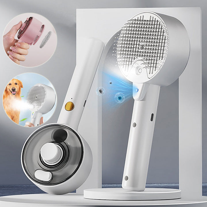 Self-Cleaning Pet Hair Remover Brush Steam Grooming Tool for Cats and Dogs
