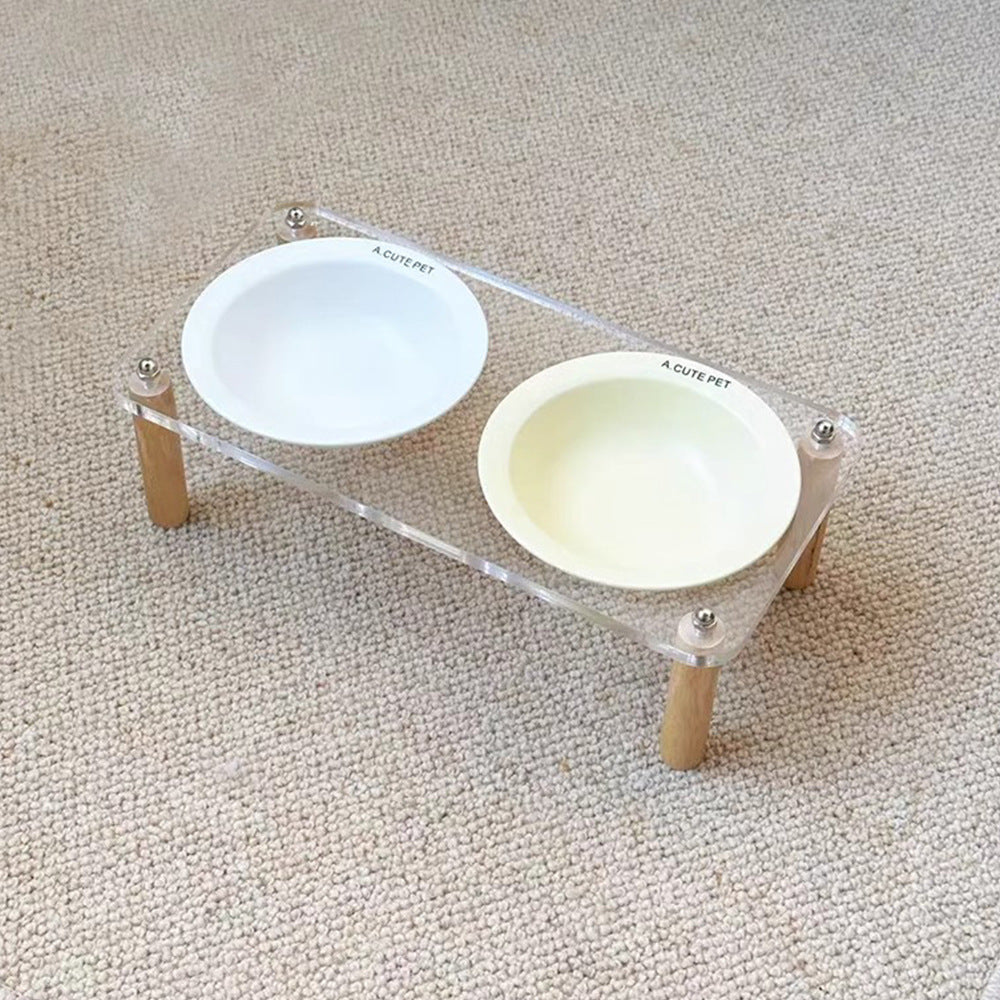 Anti-Tumble Raised Pet Double Bowl Ceramic Food and Water Holder