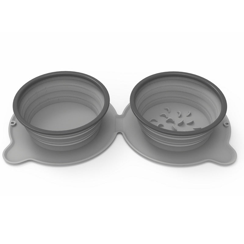 Portable Foldable Silicone Pet Double Bowl Non-Slip Travel Feeder