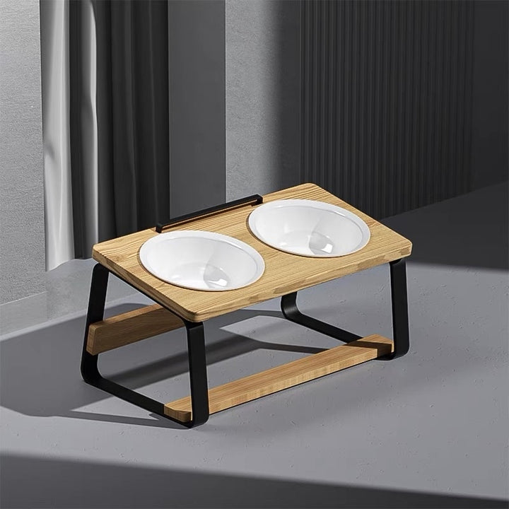Ceramic Pet Double Bowl Water and Food Holder Cervical Protection