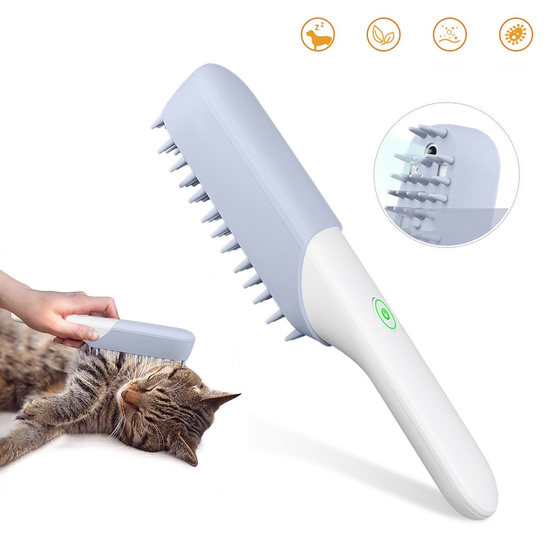 Silicone Pet Massage Brush with Deodorizing and Sterilizing Function for Grooming and Fur Removal