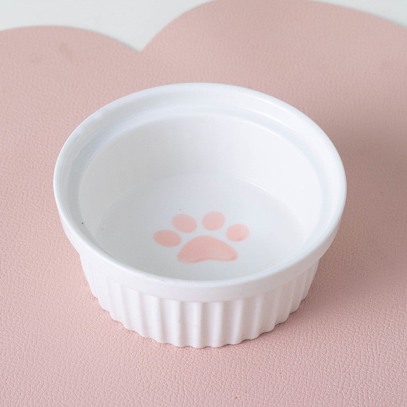 Ceramic Pet Double Bowl Tall Diagonal Water and Food Dish