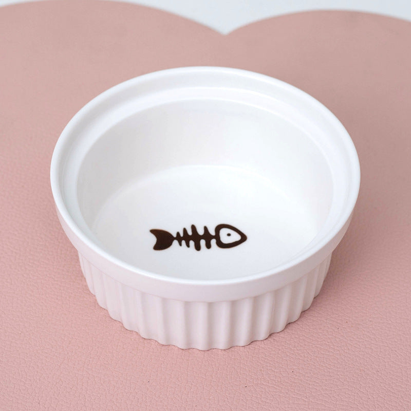 Ceramic Pet Double Bowl Tall Diagonal Water and Food Dish