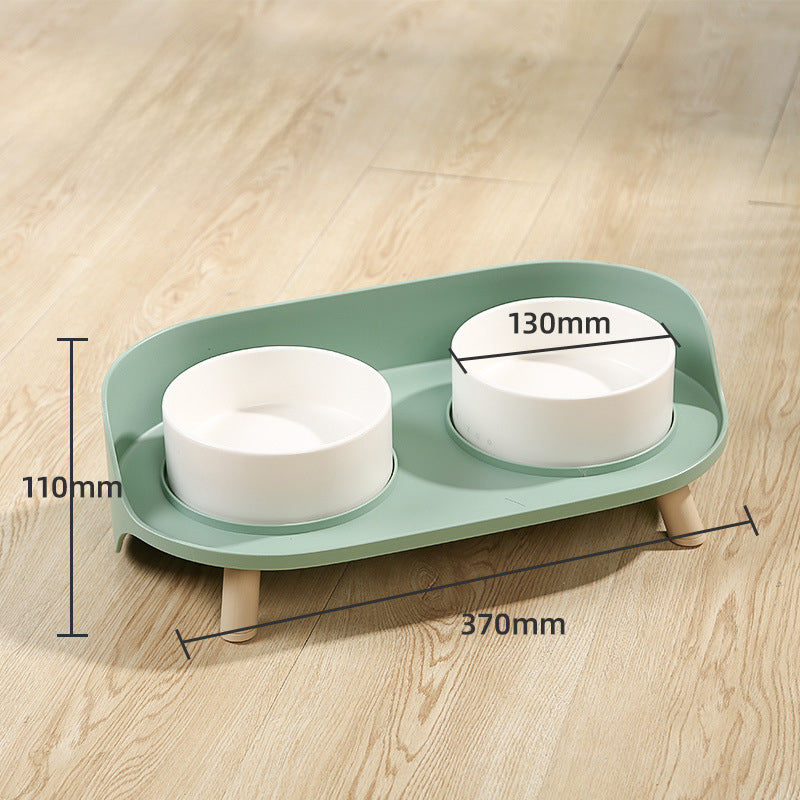 Tilted Pet Double Bowl Adjustable Spill-Proof Food and Water Feeder