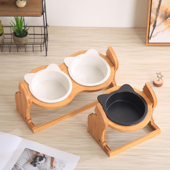 Pet Food Bowl Ceramic and Stainless Steel Feeding Dish