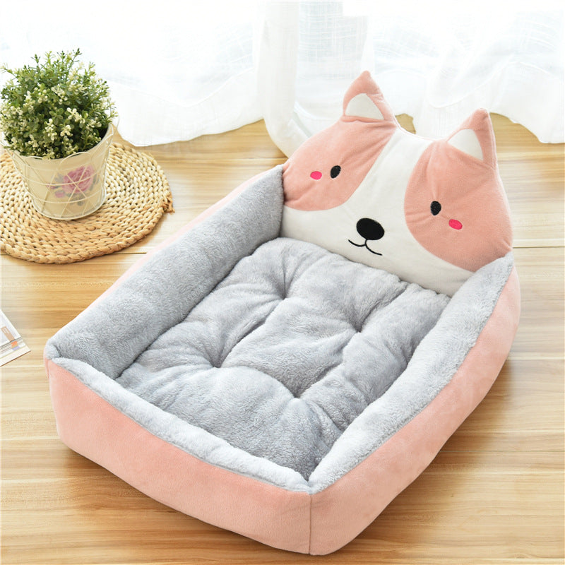 Large Pet Bed Warm Cozy Fleece Nest Soft Sleeping House