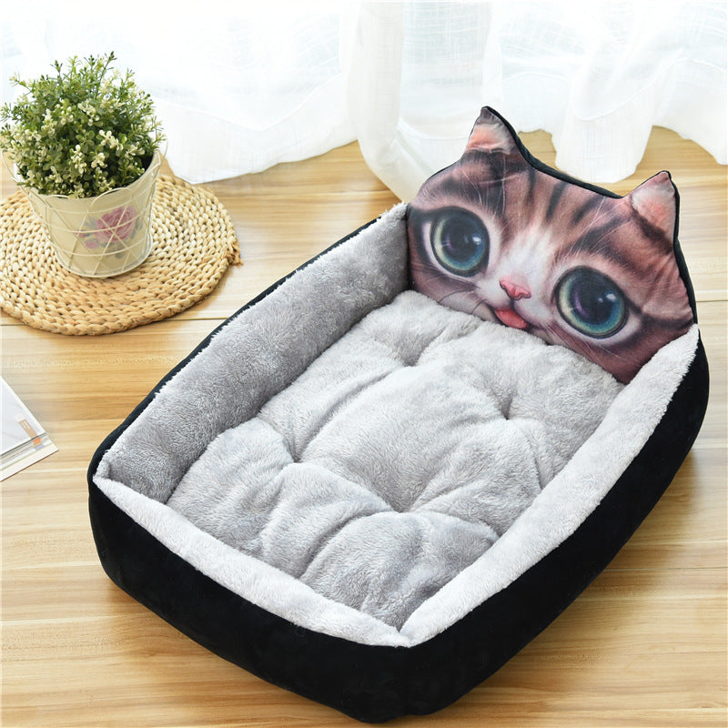 Large Pet Bed Warm Cozy Fleece Nest Soft Sleeping House