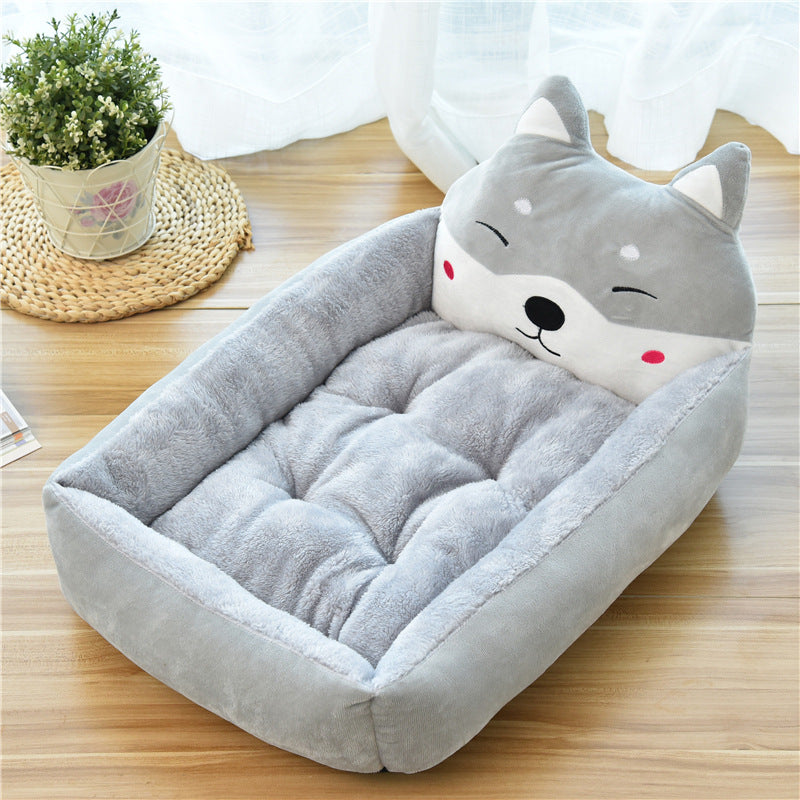 Large Pet Bed Warm Cozy Fleece Nest Soft Sleeping House
