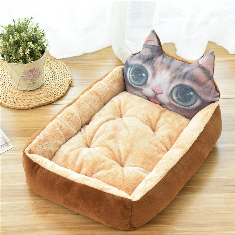 Large Pet Bed Warm Cozy Fleece Nest Soft Sleeping House