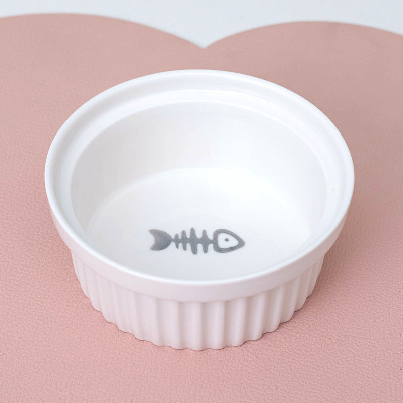 Ceramic Pet Double Bowl Tall Diagonal Water and Food Dish