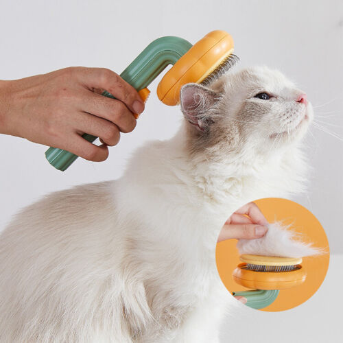 Pet Pumpkin Slicker Brush Self-Cleaning Grooming Tool for Dogs, Cats, and Rabbits