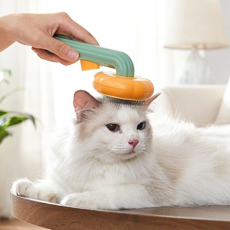 Pet Pumpkin Slicker Brush Self-Cleaning Grooming Tool for Dogs, Cats, and Rabbits