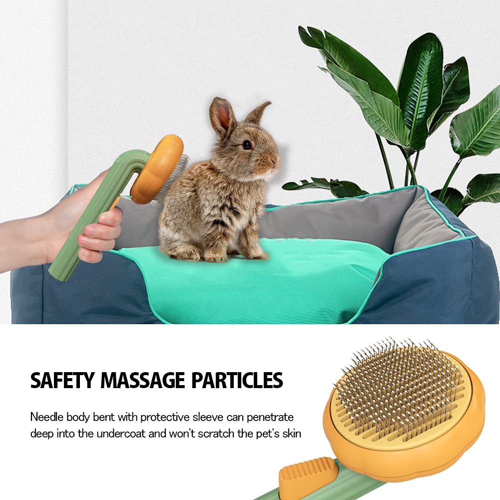 Pet Pumpkin Slicker Brush Self-Cleaning Grooming Tool for Dogs, Cats, and Rabbits