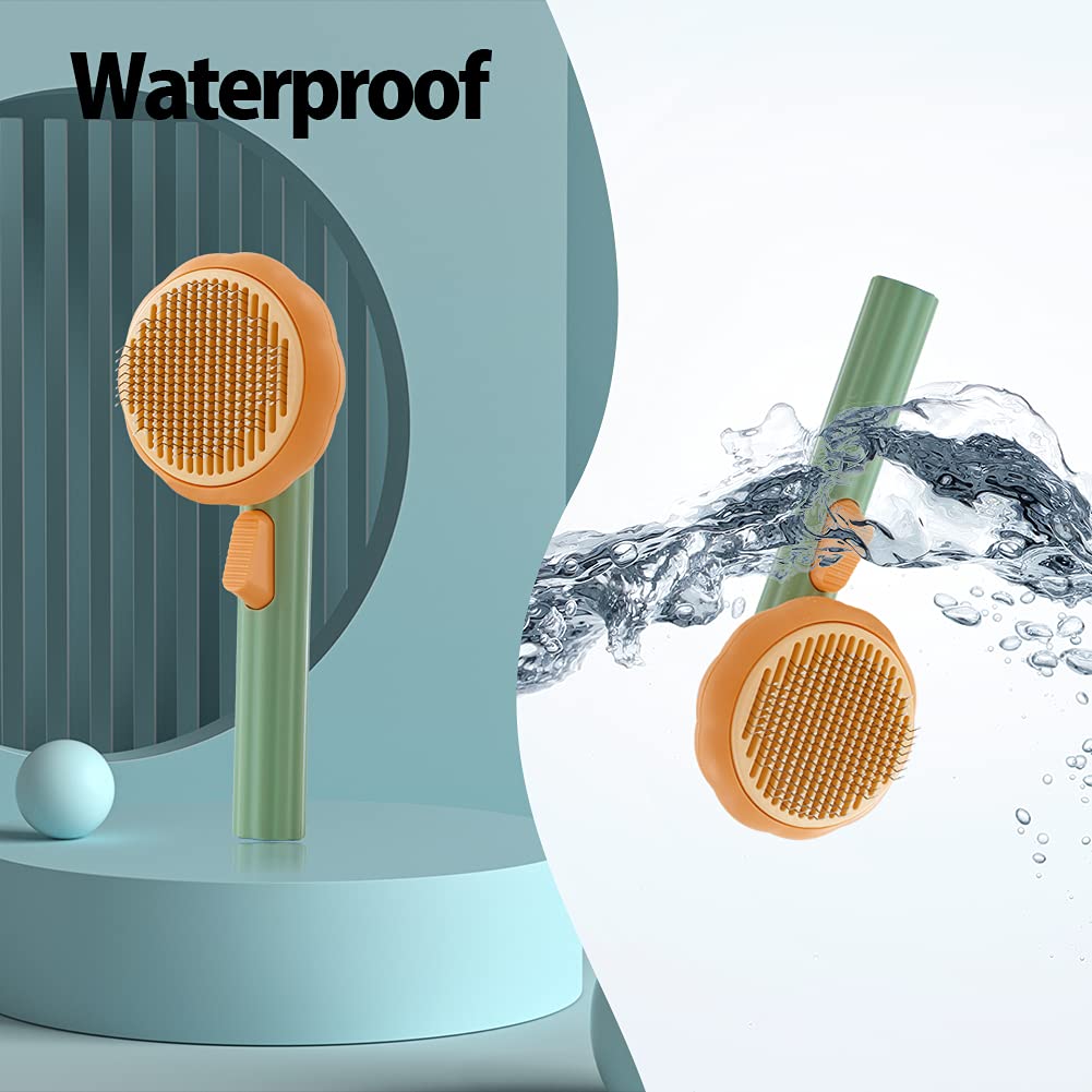 Pet Pumpkin Slicker Brush Self-Cleaning Grooming Tool for Dogs, Cats, and Rabbits