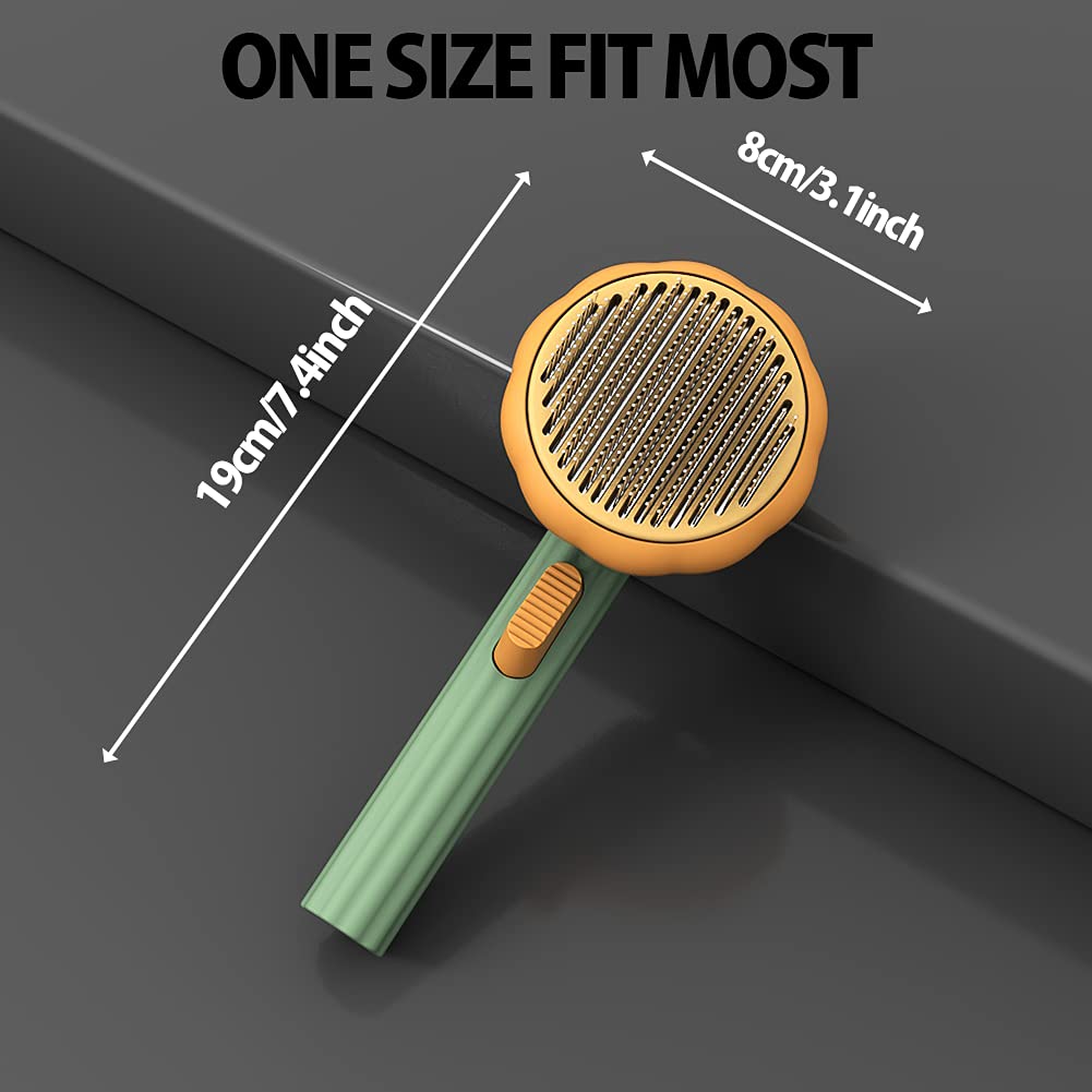 Pet Pumpkin Slicker Brush Self-Cleaning Grooming Tool for Dogs, Cats, and Rabbits