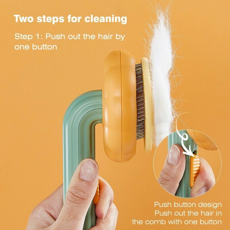 Pet Pumpkin Slicker Brush Self-Cleaning Grooming Tool for Dogs, Cats, and Rabbits