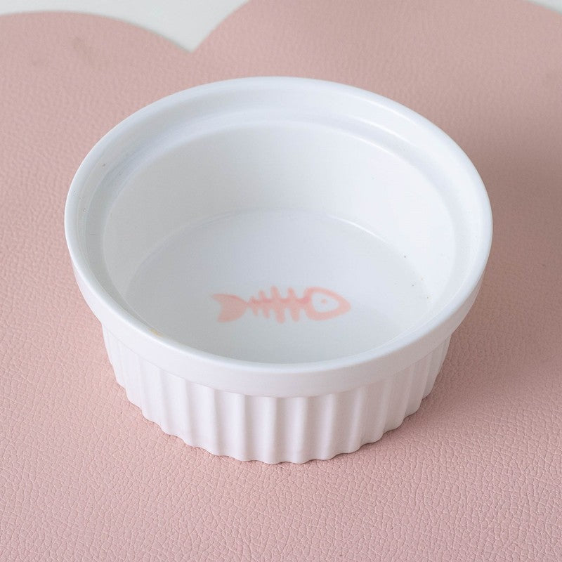 Ceramic Pet Double Bowl Tall Diagonal Water and Food Dish
