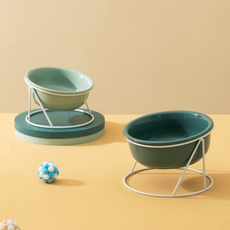 Ceramic Pet Double Bowl Food and Water Feeding Accessory