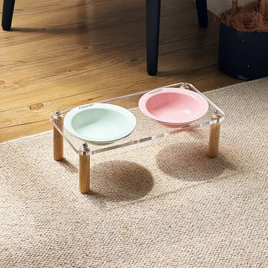 Anti-Tumble Raised Pet Double Bowl Ceramic Food and Water Holder