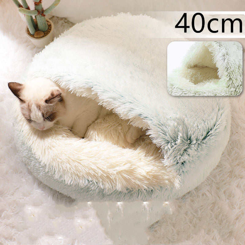 2-in-1 Pet Bed Round Plush Warm Soft Sleeping House for Pets