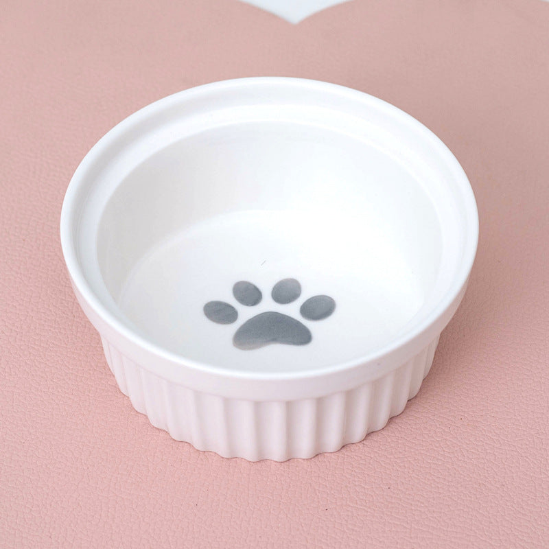 Ceramic Pet Double Bowl Tall Diagonal Water and Food Dish
