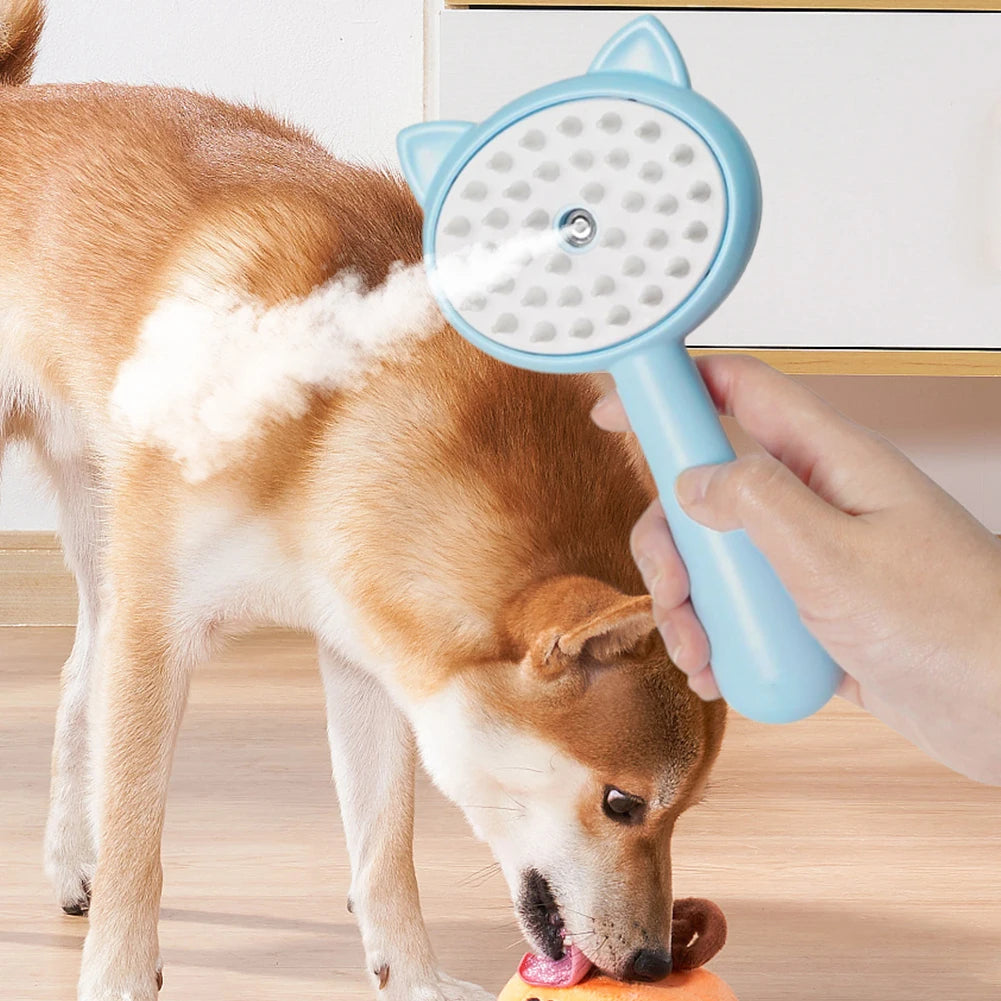 Rechargeable Multifunctional Pet Grooming Brush with Mist and Self-Cleaning Slicker for Dogs and Cats