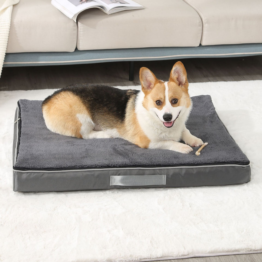 Large Plush Pet Bed Memory Foam Removable Washable Nonslip Mat