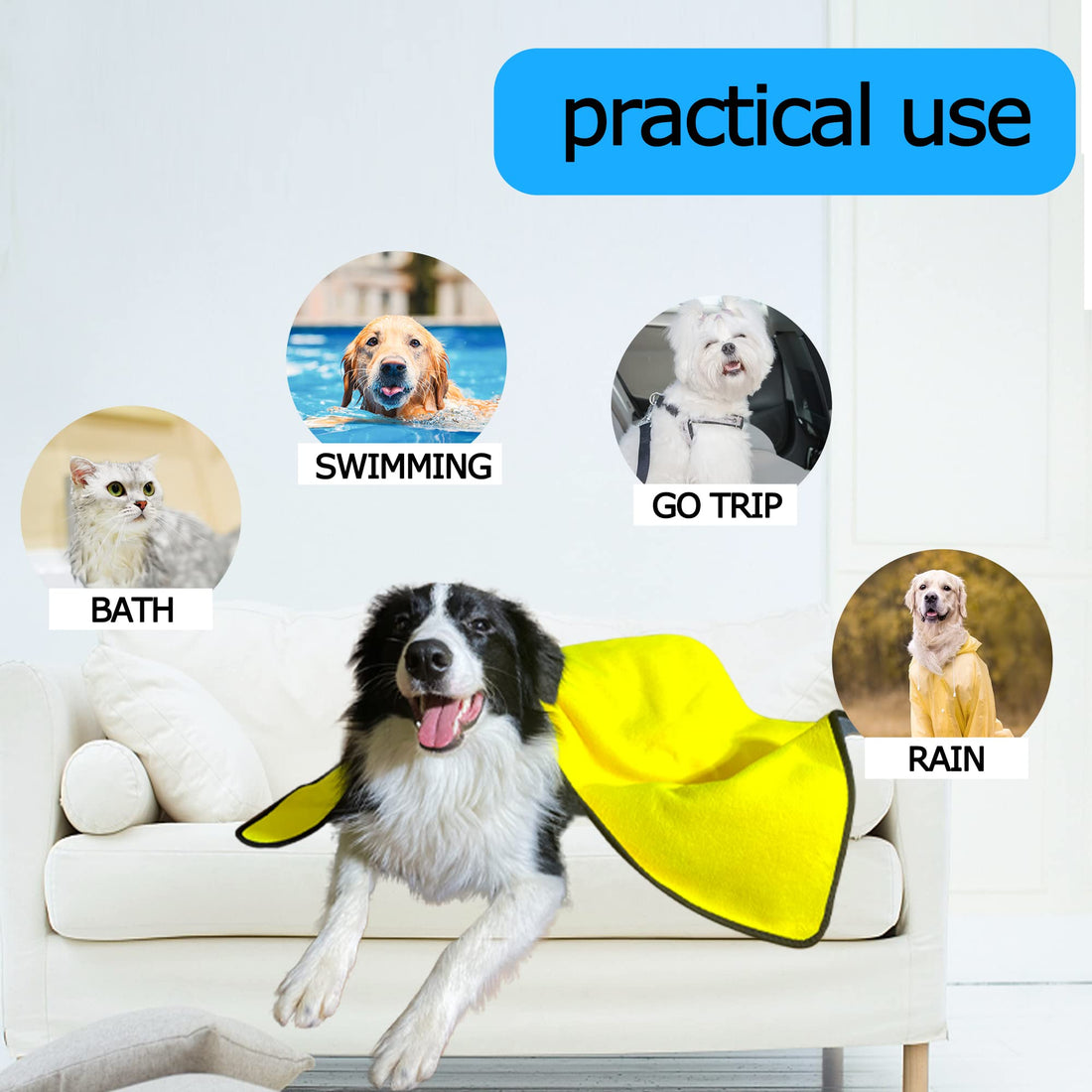 Super Absorbent Quick-Drying Microfiber Pet Towel Soft Bath Robe for Dogs and Cats