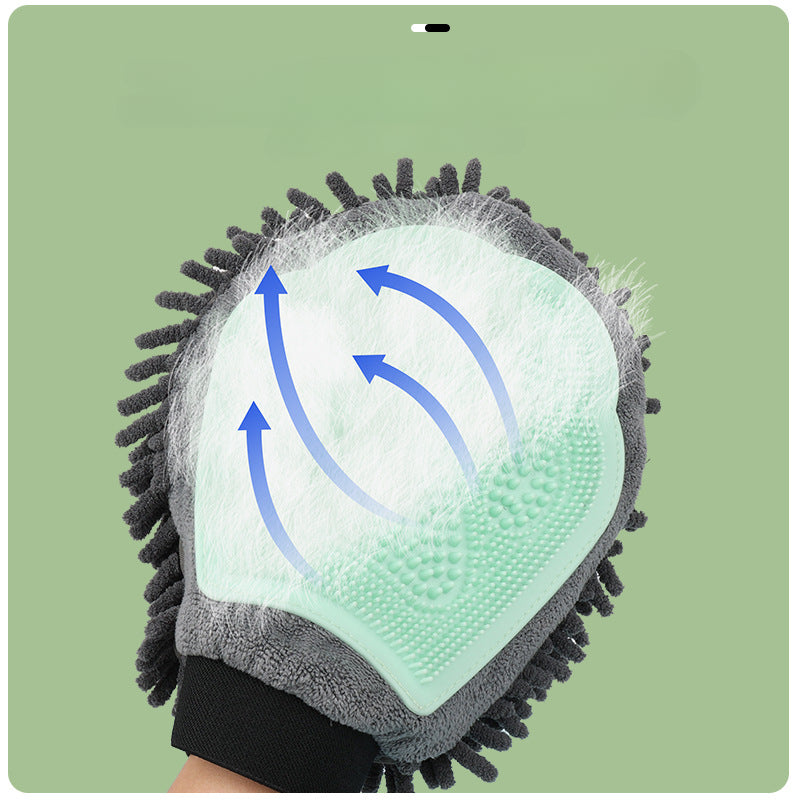 2-in-1 Pet Bathing Brush and Grooming Glove for Brushing, Massaging, and Drying Dogs and Cats