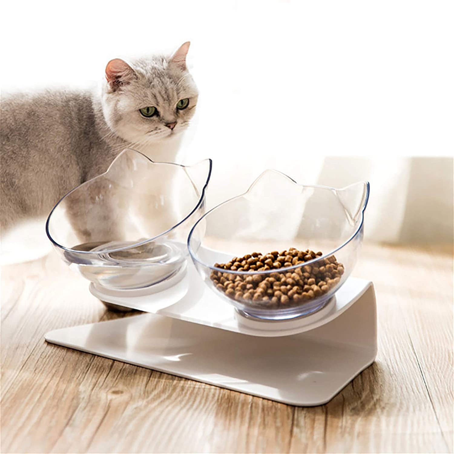Non-Slip Raised Pet Double Bowl Food Feeder Cervical Protection