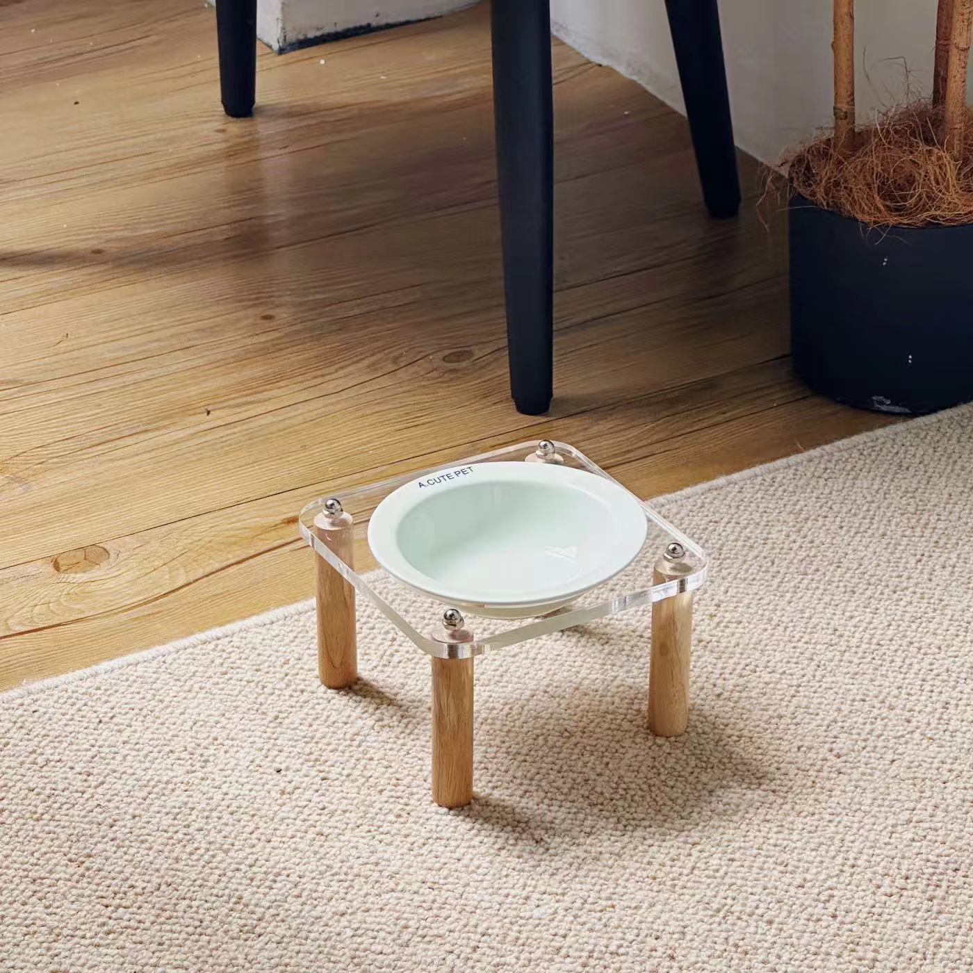 Anti-Tumble Raised Pet Double Bowl Ceramic Food and Water Holder
