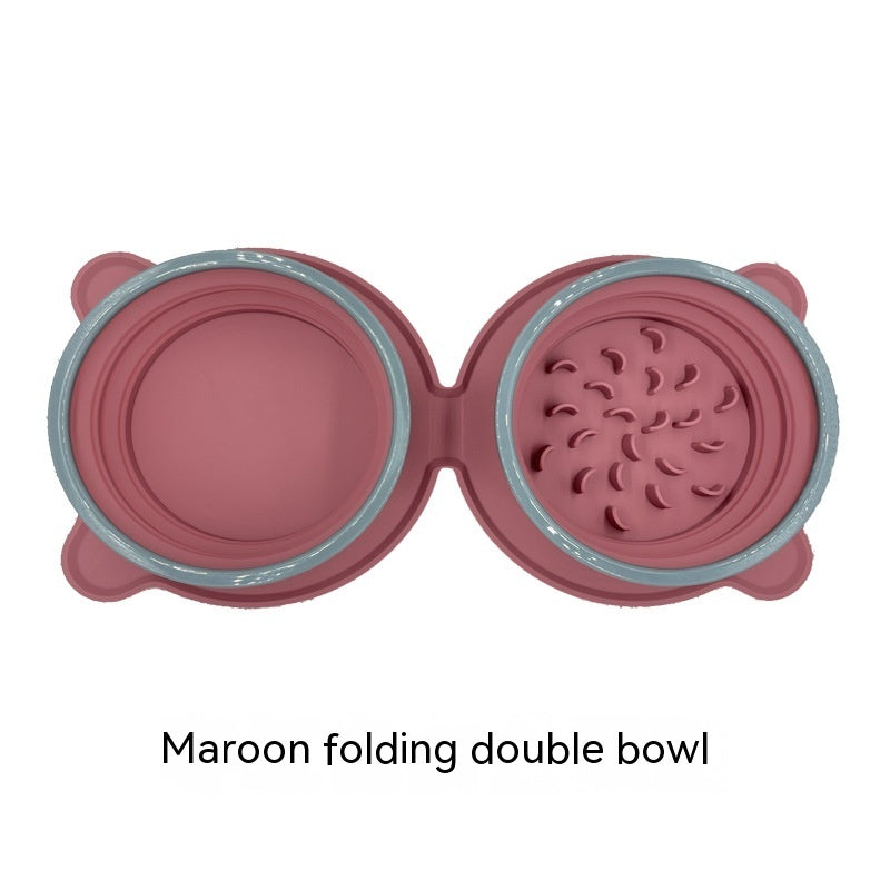 Portable Foldable Silicone Pet Double Bowl Non-Slip Travel Feeder