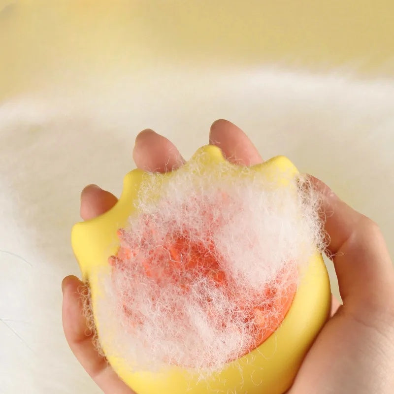 Pet Bath and Massage Brush with Shampoo Holder Comb for Cats and Dogs