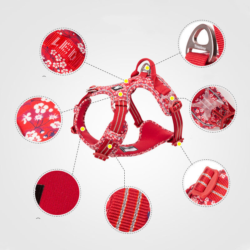 Pet Leash Set with Vest-Style Chest Harness