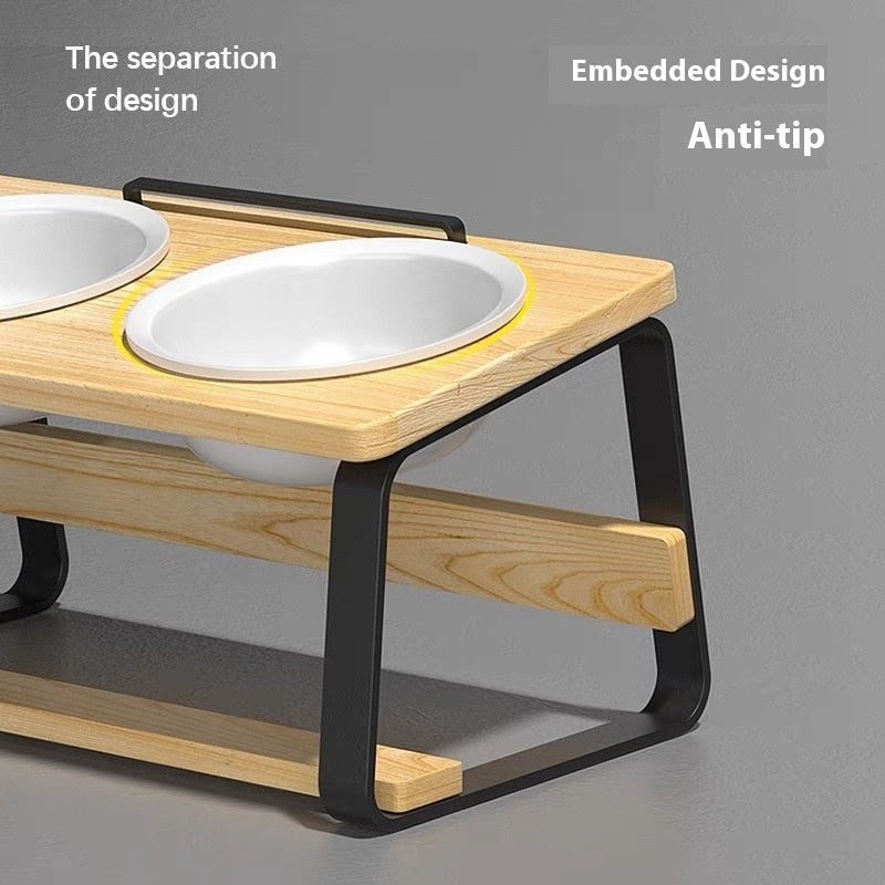 Ceramic Pet Double Bowl Water and Food Holder Cervical Protection