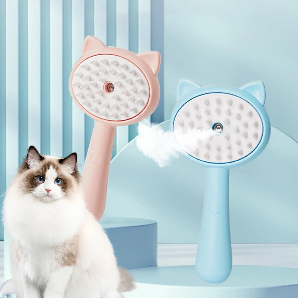 Rechargeable Multifunctional Pet Grooming Brush with Mist and Self-Cleaning Slicker for Dogs and Cats