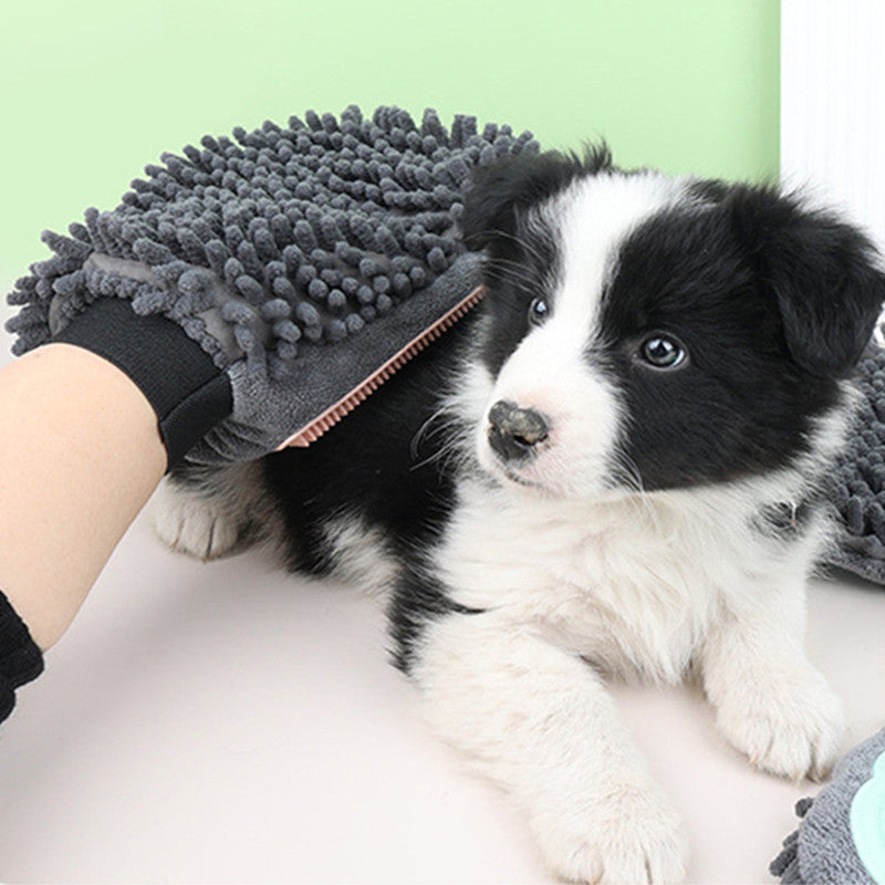 2-in-1 Pet Bathing Brush and Grooming Glove for Brushing, Massaging, and Drying Dogs and Cats
