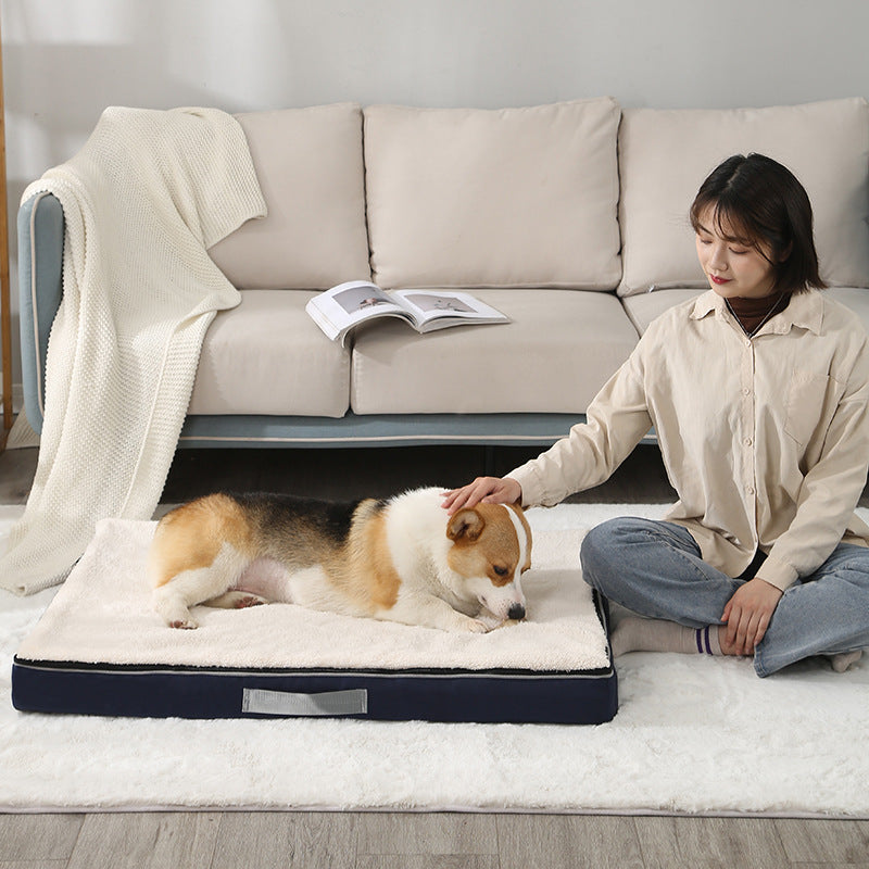 Large Plush Pet Bed Memory Foam Removable Washable Nonslip Mat