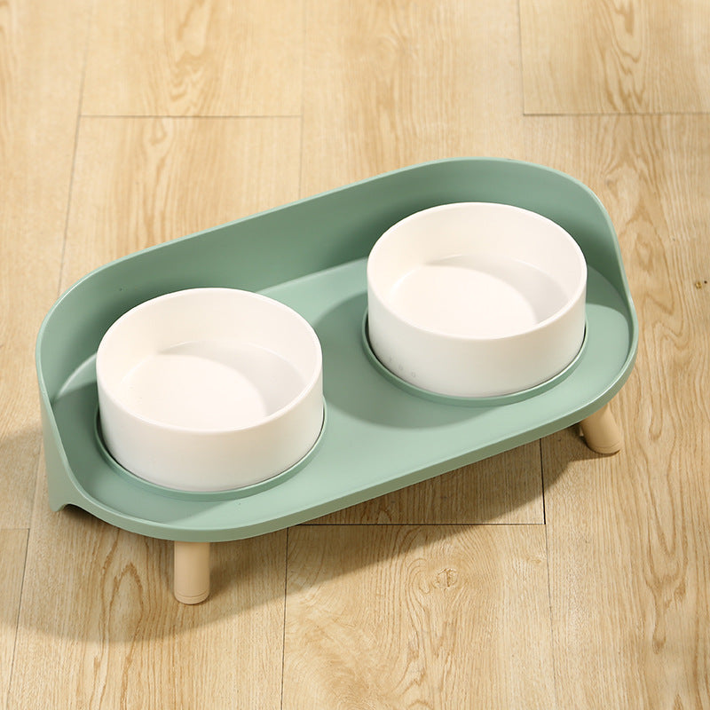 Tilted Pet Double Bowl Adjustable Spill-Proof Food and Water Feeder
