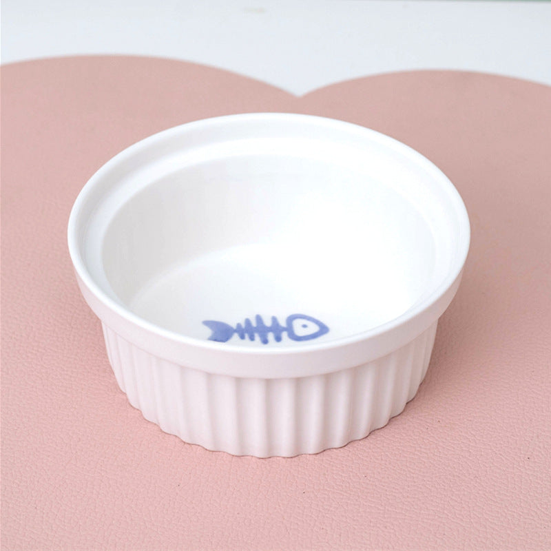 Ceramic Pet Double Bowl Tall Diagonal Water and Food Dish