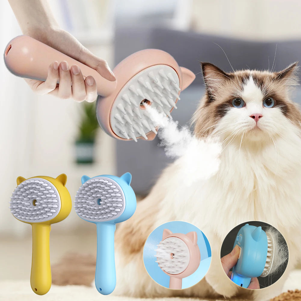 Rechargeable Multifunctional Pet Grooming Brush with Mist and Self-Cleaning Slicker for Dogs and Cats