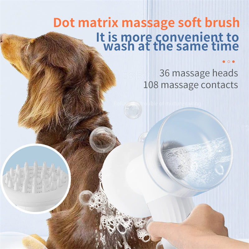 Automatic Foaming Pet Bath Brush with Soap Dispenser Electric Grooming and Massage Tool for Dogs and Cats