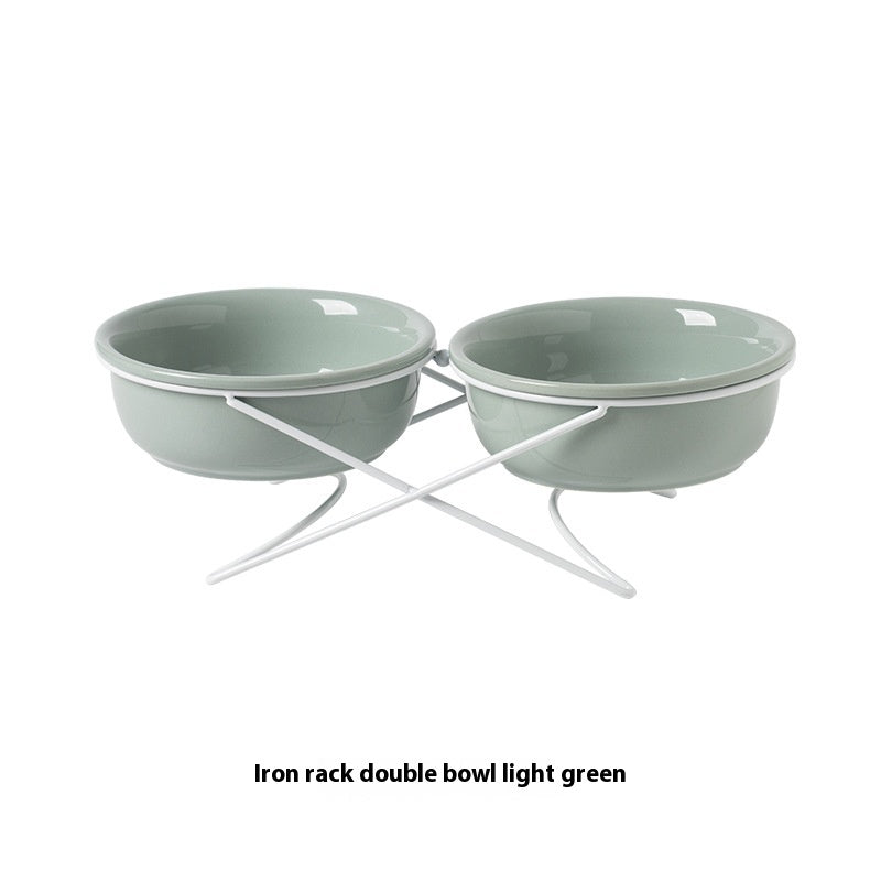 Ceramic Pet Double Bowl Food and Water Feeding Accessory