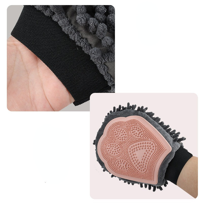 2-in-1 Pet Bathing Brush and Grooming Glove for Brushing, Massaging, and Drying Dogs and Cats