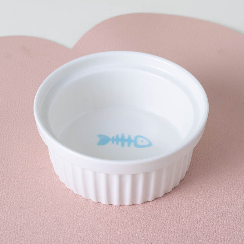 Ceramic Pet Double Bowl Tall Diagonal Water and Food Dish