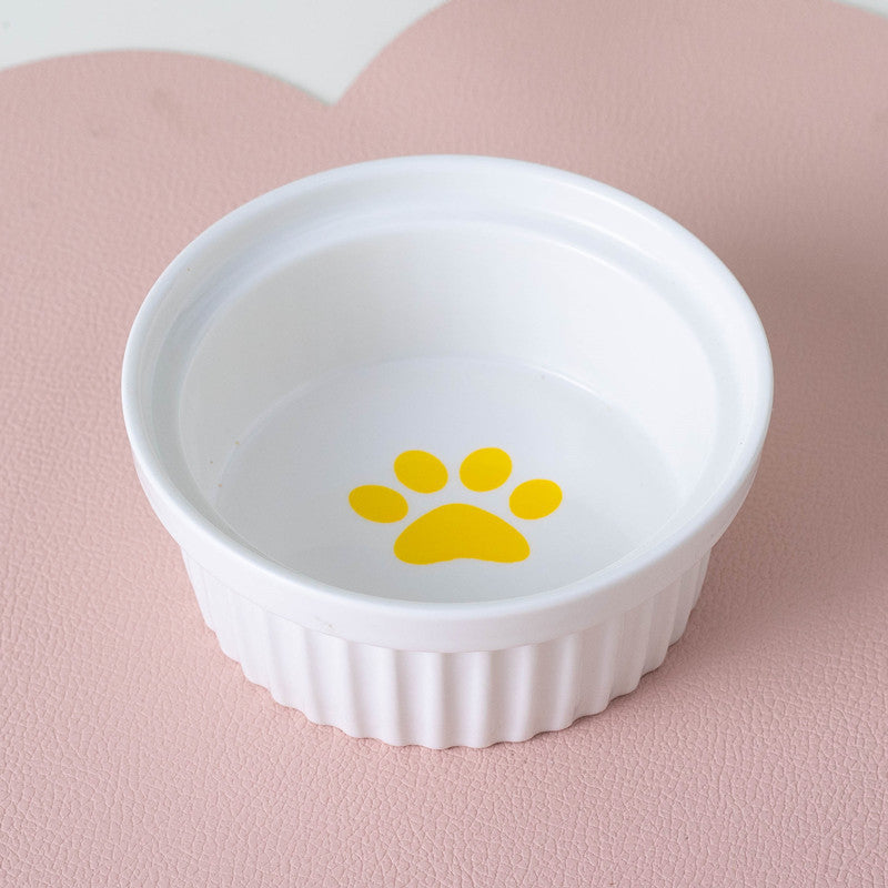 Ceramic Pet Double Bowl Tall Diagonal Water and Food Dish