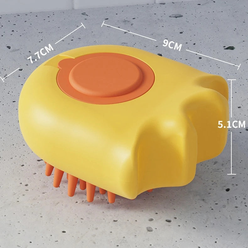 Pet Bath and Massage Brush with Shampoo Holder Comb for Cats and Dogs